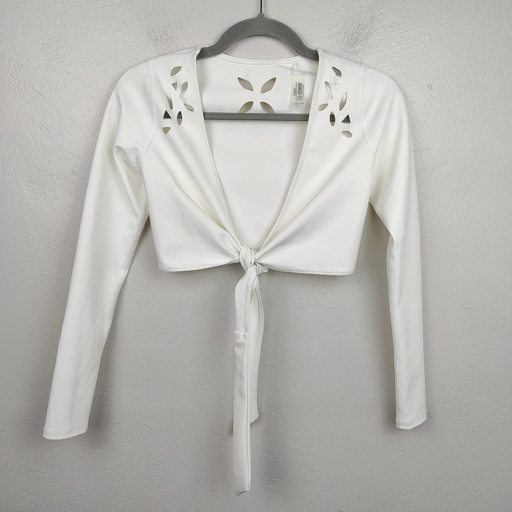 GIGI C White Long Sleeve Wrap Top - Picture 2 of 8